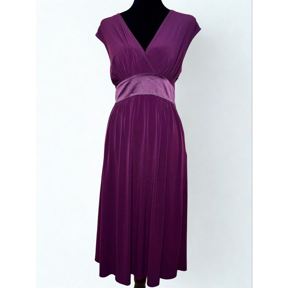 Vintage Vivienne Tam Plum Purple Waterfall Babydoll Dress Satin Empire Waist
